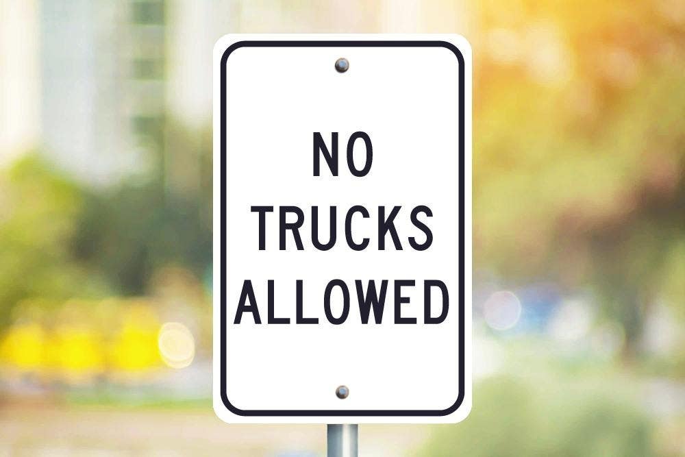 AccuformNMC FRR Traffic Sign, No Trucks Allowed