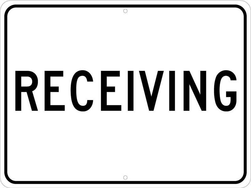 AccuformNMC FRR Facility Traffic Sign, Receiving, 12" x 24"