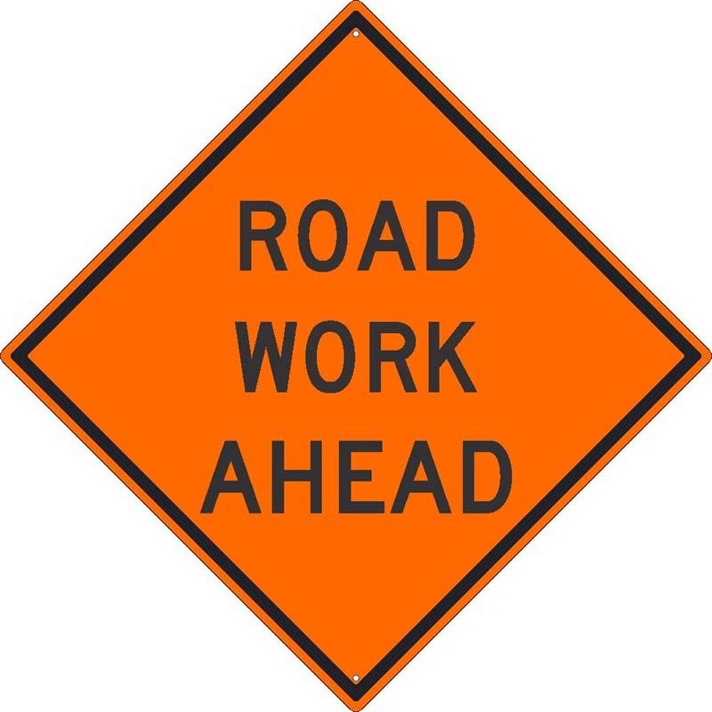 AccuformNMC FRK Rigid Construction Sign, Road Work Ahead