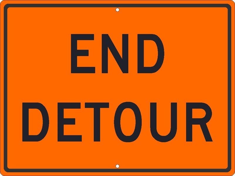 AccuformNMC TM232K End Detour Sign, 18" x 24", .080 HIP Reflective Aluminum
