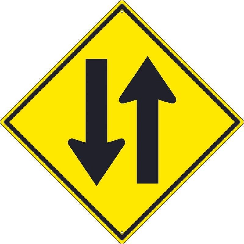 AccuformNMC FRW661 Lane Guidance Sign, Two-Way Traffic (Symbol), 30" x 30"