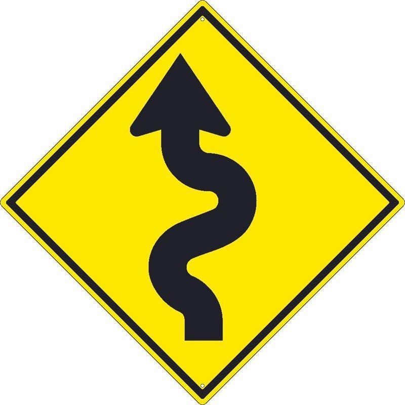 AccuformNMC TM241K Winding Road Left Arrow Sign (Graphic), 30" x 30", .080 HIP Reflective Aluminum