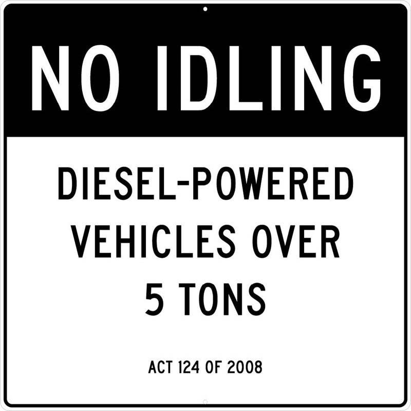 AccuformNMC TM244J No Idling, Diesel-Powered Vehicles Over 5 Tons Sign, 48" x 48", .080 Alum, EG Reflective