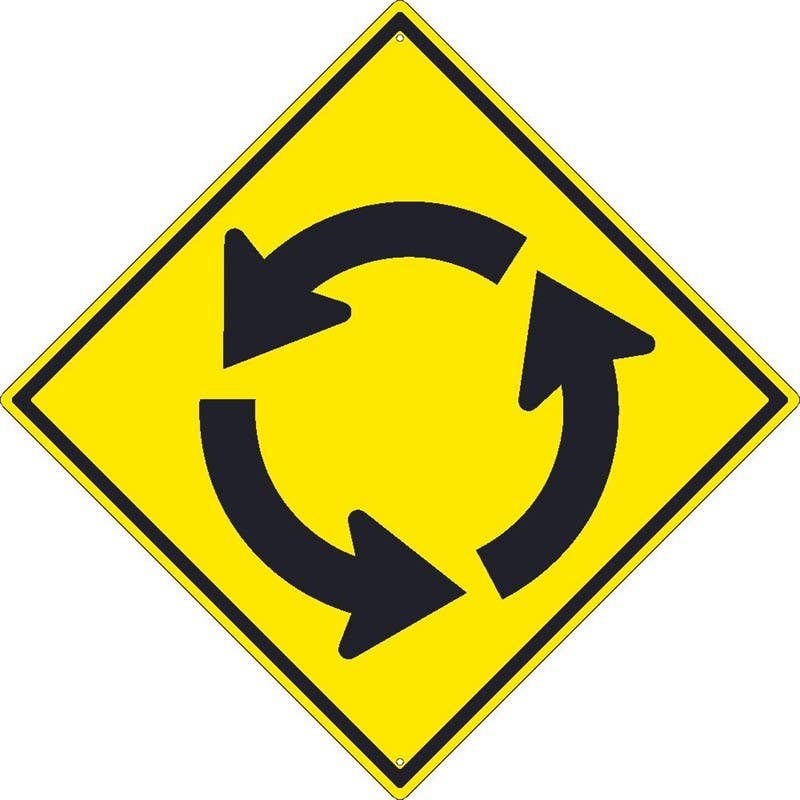 AccuformNMC FRW Intersection Warning Sign, Circular Intersection, 30" x 30"