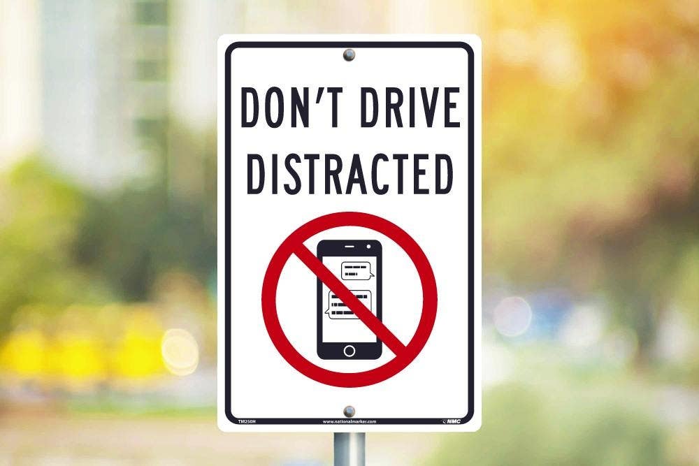 AccuformNMC TM250 Dont Drive Distracted Traffic Sign, 18" x 12"