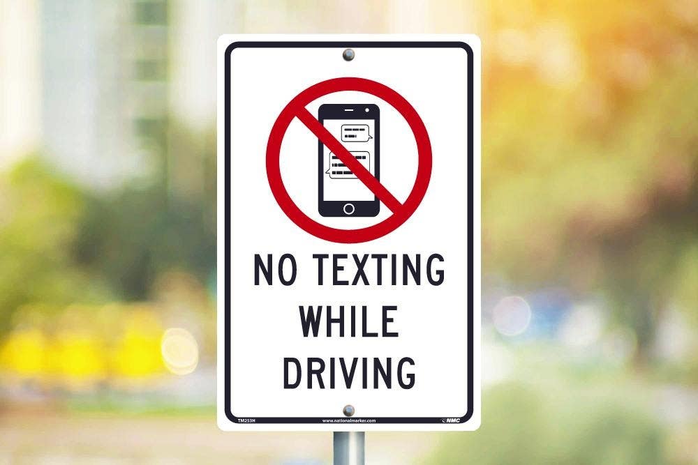 AccuformNMC FRR Traffic Sign - No Texting While Driving, English, 18" x 12"