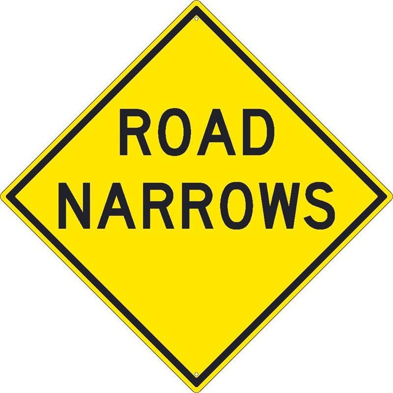 AccuformNMC FRW Lane Guidance Sign, Road Narrows
