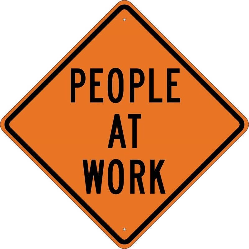 AccuformNMC TM291K People At Work Sign, 30" x 30", .080 HIP Reflective Aluminum