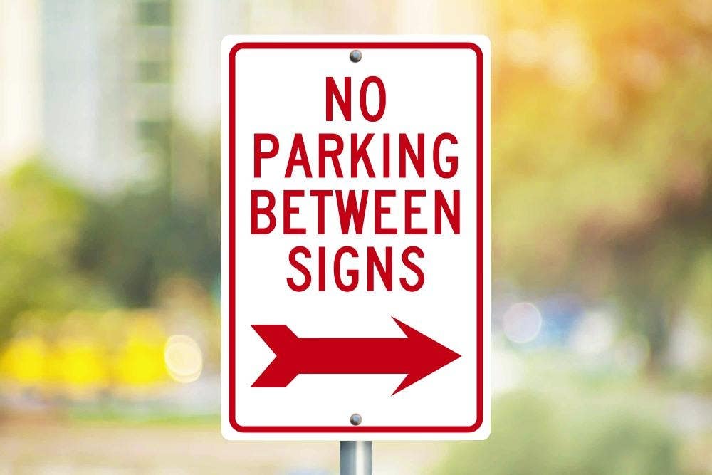 AccuformNMC TM30 No Parking Between Signs w/ Right Arrow, 18" x 12"
