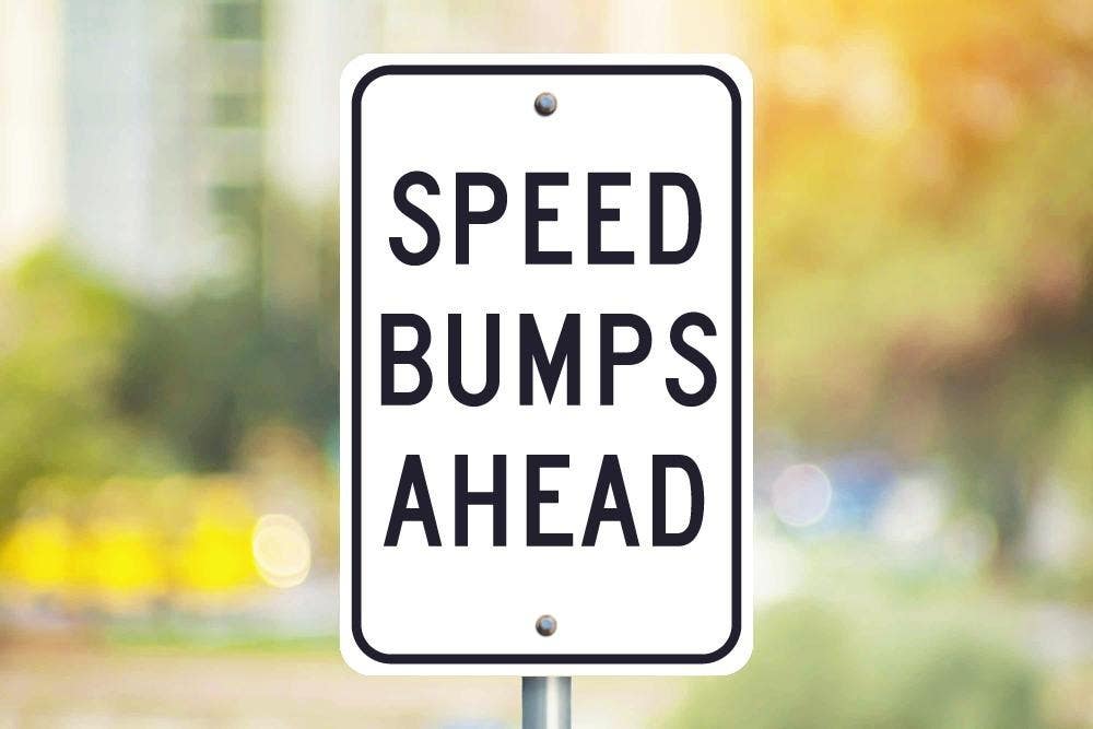 AccuformNMC TM35 Speed Bumps Ahead Sign, 18" x 12"