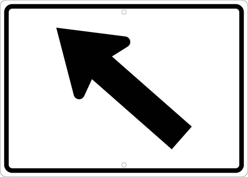 AccuformNMC TM504 Auxiliary Diagonal Arrow Left Sign, 15" x 21"