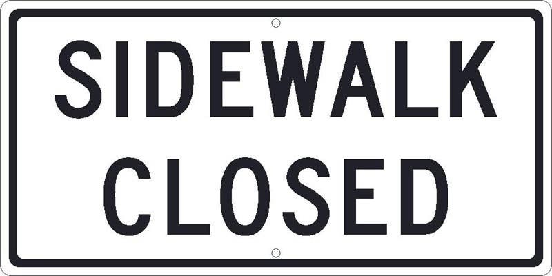 AccuformNMC FRR Bicycle & Pedestrian Sign, Sidewalk Closed, 12" x 36"