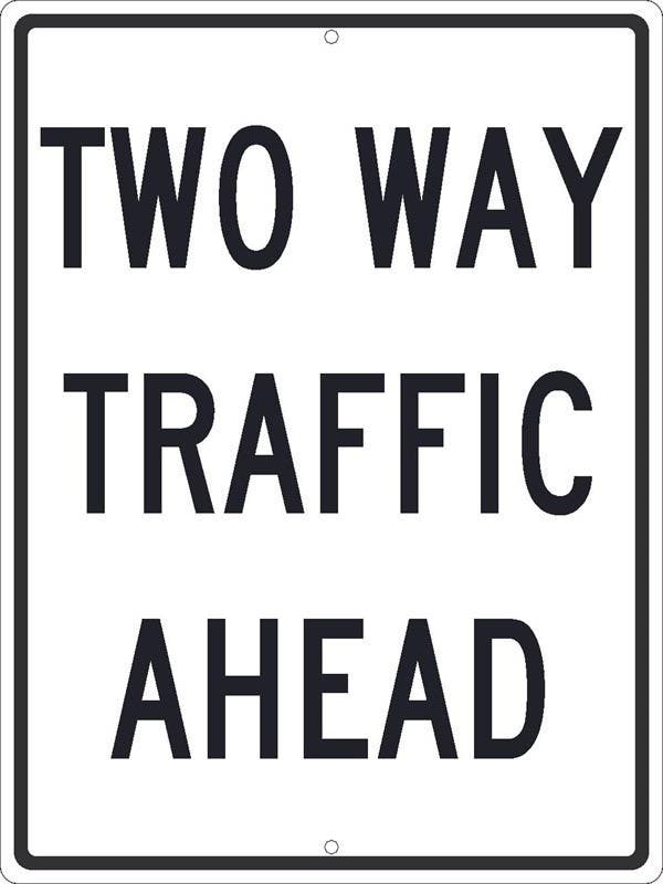 AccuformNMC FRR Facility Traffic Sign, Two Way Traffic Ahead, 24" x 18"