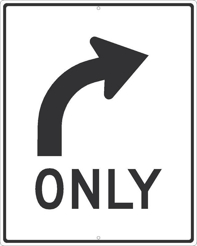 AccuformNMC MR/FRR Lane Guidance Sign, Right Turn Only (Arrow)