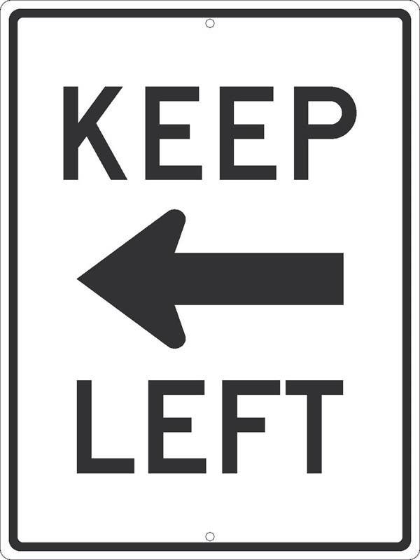 AccuformNMC TM531 Keep Left Sign w/ Arrow, 24" x 18"