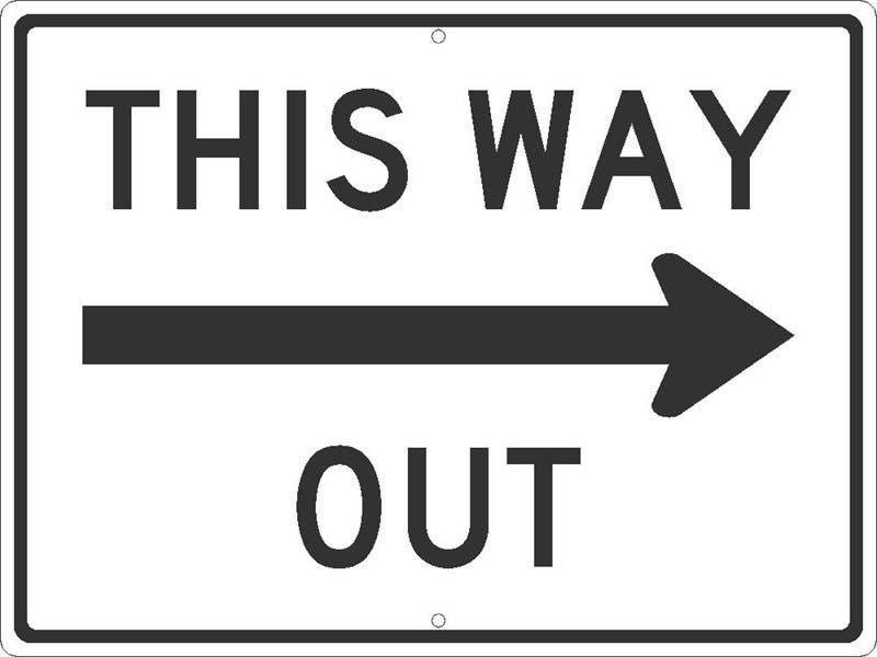 AccuformNMC TM535 This Way Out Sign w/ Right Arrow (Graphic), 24" x 18"