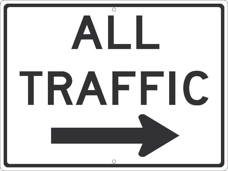 AccuformNMC FRR Facility Traffic Sign, All Traffic, Right Arrow, 18" x 24"
