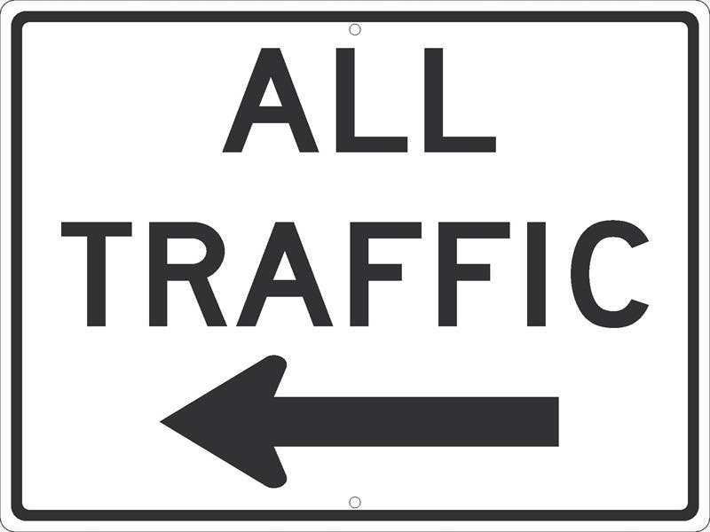 AccuformNMC FRR Facility Traffic Sign, All Traffic (Left Arrow), 18" x 24"