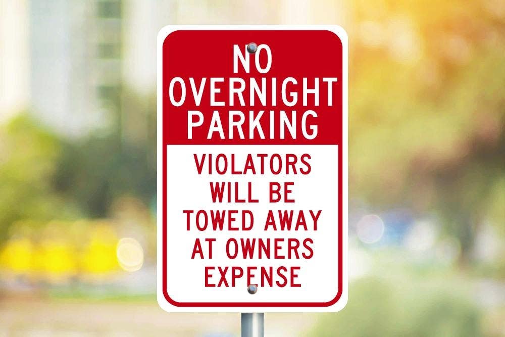 AccuformNMC TM57 No Overnight Parking, Violators Will Be Towed Sign, 18" x 12"
