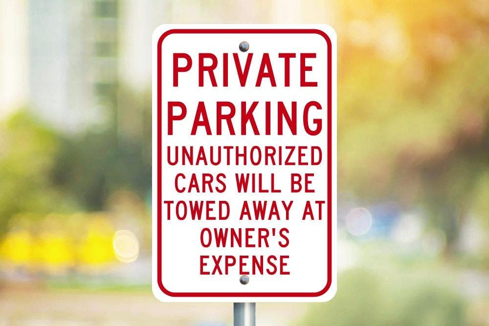 AccuformNMC TM58 Private Parking, Unauthorized Cars Will Be Towed Sign, 18" x 12"