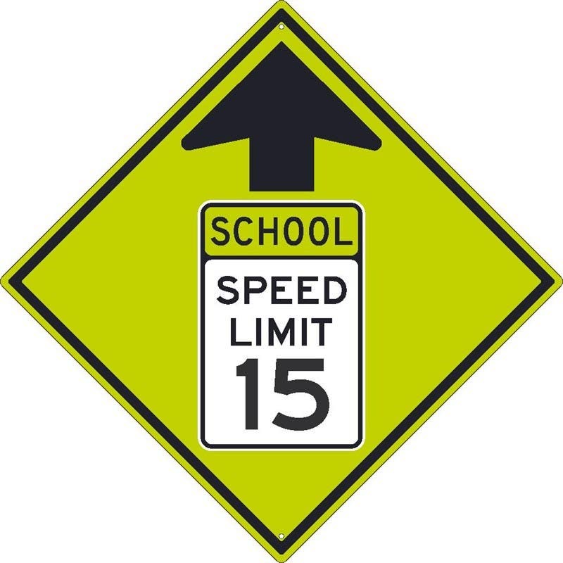 AccuformNMC FRW Fluorescent Yellow-Green Sign, Reduced School Speed Limit Ahead, 30" x 30"