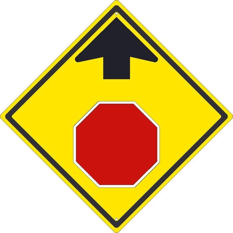 AccuformNMC TM609K Stop Ahead Sign w/ Arrow (Graphic), High Intensity Prismatic, 24" x 24"