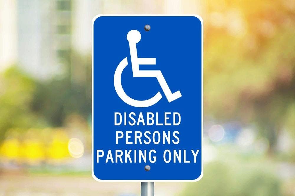 AccuformNMC TM93G Disabled Persons Parking Only Sign, Standard Aluminum, 18" x 12"