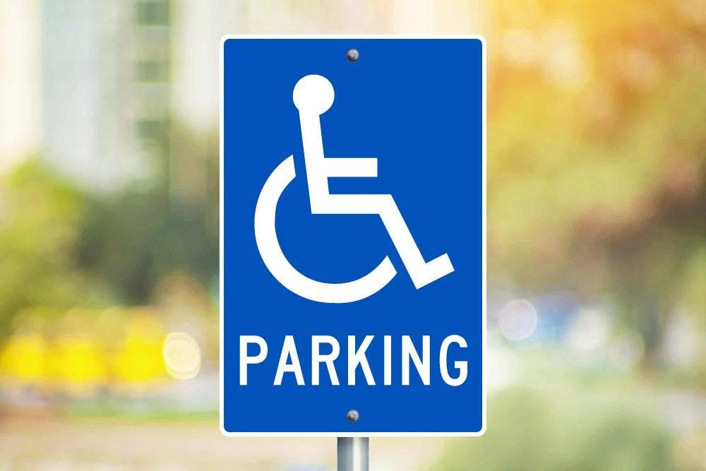 AccuformNMC TM94H Parking Sign w/ Handicapped, All Purpose Aluminum, 18" x 12"