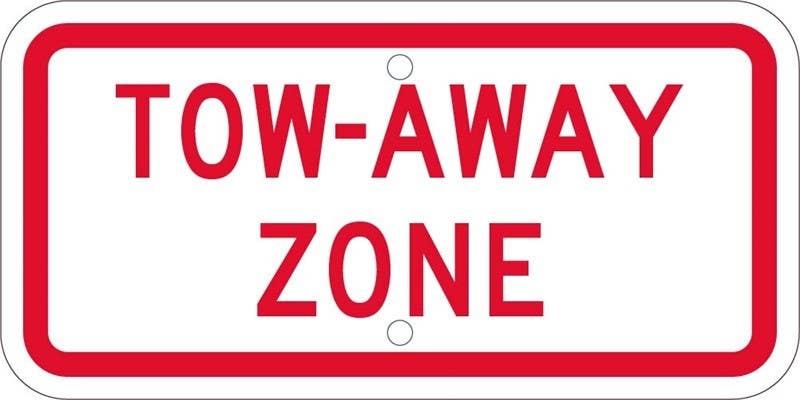 AccuformNMC TMA55J Tow-Away Zone Plaque Sign, .080 Reflective Aluminum, 6" x 12"