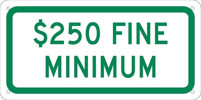 AccuformNMC TMAS16H $250 Fine Minimum Sign, All Purpose Aluminum, 6" x 12"