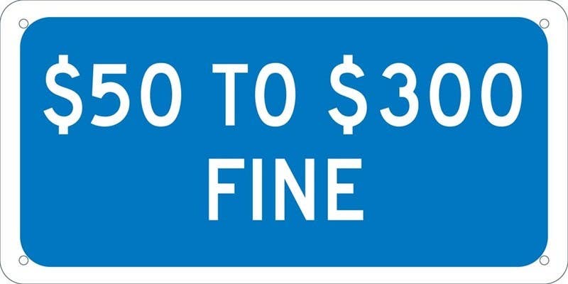 AccuformNMC FRA123RA Supplemental Sign, $50 To $300 Fine Plaque Sign, .080 Engineer Grade Reflective Aluminum, 6" x 12"