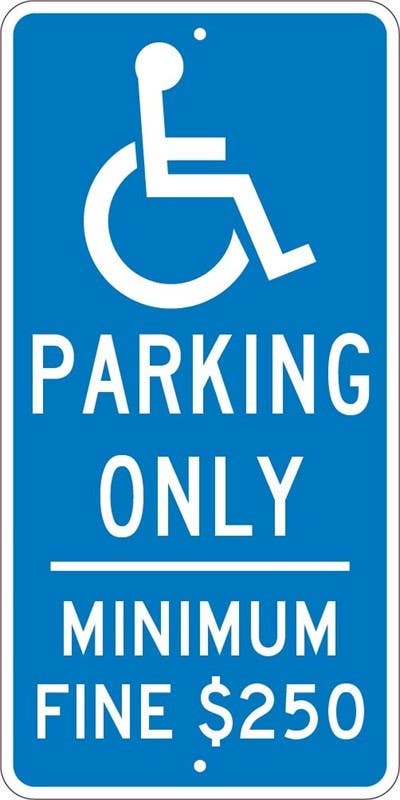 AccuformNMC TMS307 Parking Only, Minimum Fine $250 Sign, 24" x 12"