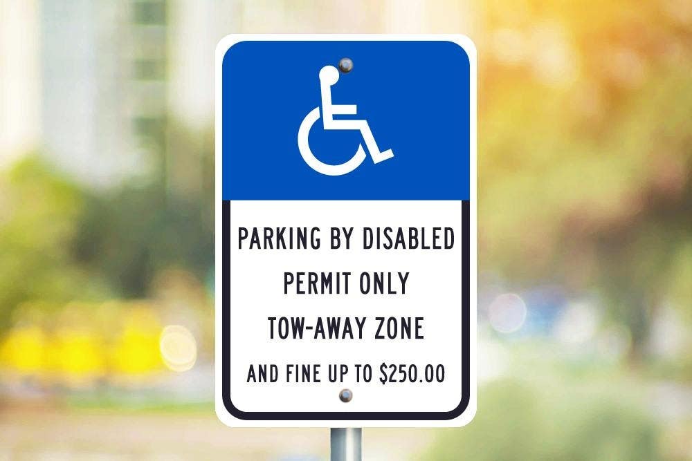 AccuformNMC TMS313 Parking By Disabled Permit Only Tow-Away Zone Sign, 18" x 12"