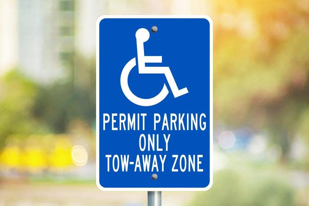 AccuformNMC FRA195RA Handicapped Parking Sign, Permit Parking Only Tow-Away Zone, .080 Engineer Grade Reflective Aluminum, 18" x 12"