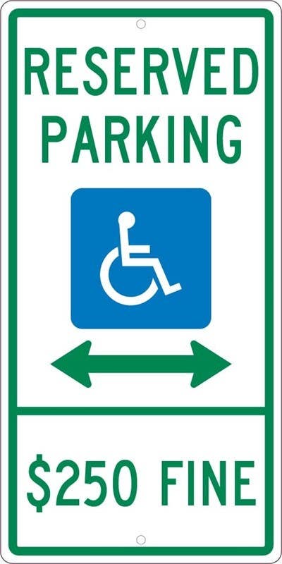 AccuformNMC TMS316 Reserved Parking $250 Fine Sign, 24" x 12"
