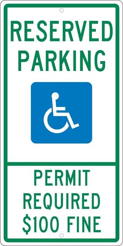 AccuformNMC FRA203RA Reserved Parking Permit Required $100 Fine Sign, .080 Engineer Grade Reflective Aluminum, 24" x 12"