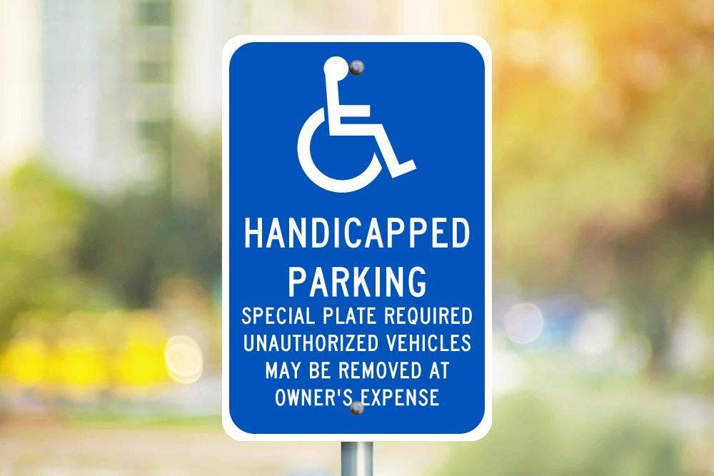 AccuformNMC TMS322 Handicapped Parking Special Plate Required Sign, 18" x 12"