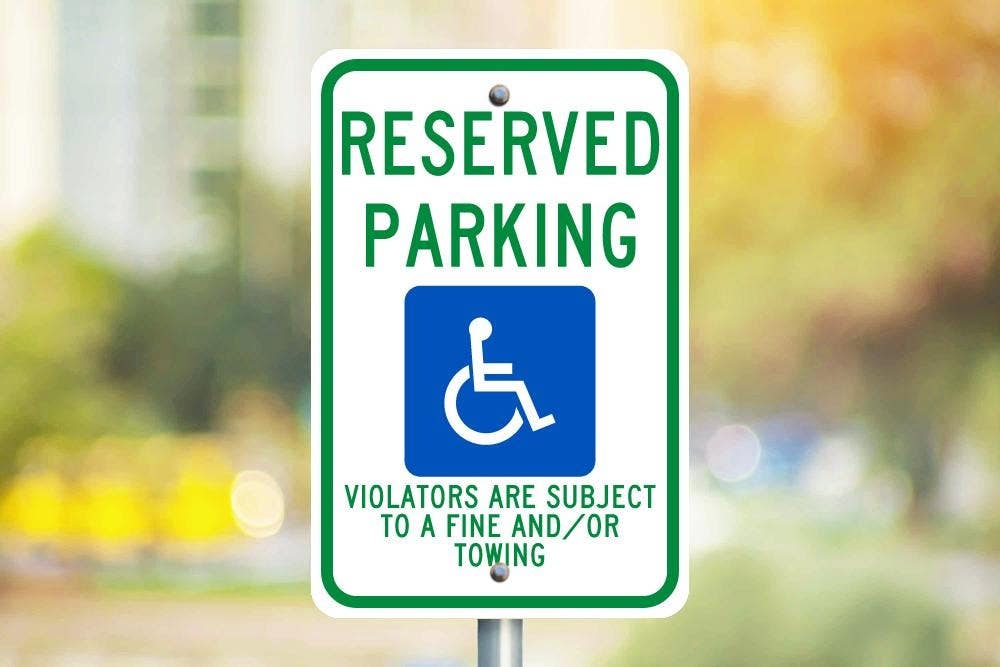 AccuformNMC TMS325 Reserved Parking, Violators Are Subject To A Fine And/Or Towing Sign, 18" x 12"