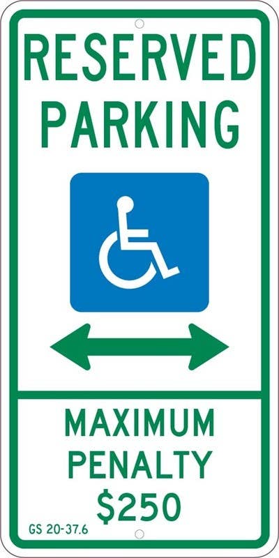 AccuformNMC TMS328 Reserved Parking, Maximum Penalty $250 Sign, 24" x 12"