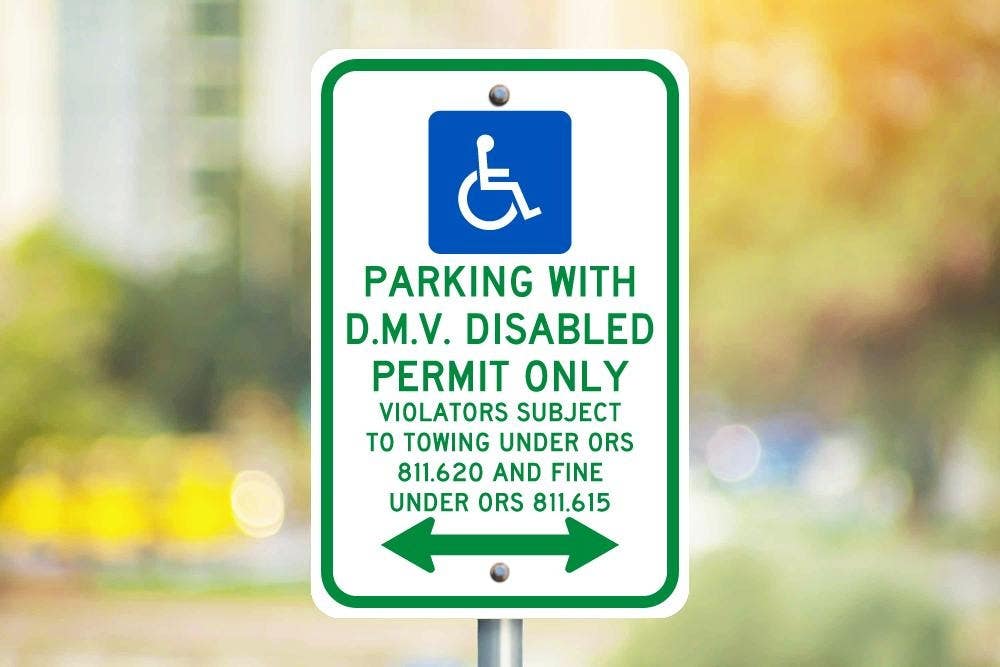 AccuformNMC FRA182RA Parking With D.M.V.Disabled Permit Only Sign, .080 Engineer Grade Reflective Aluminum, 18" x 12"