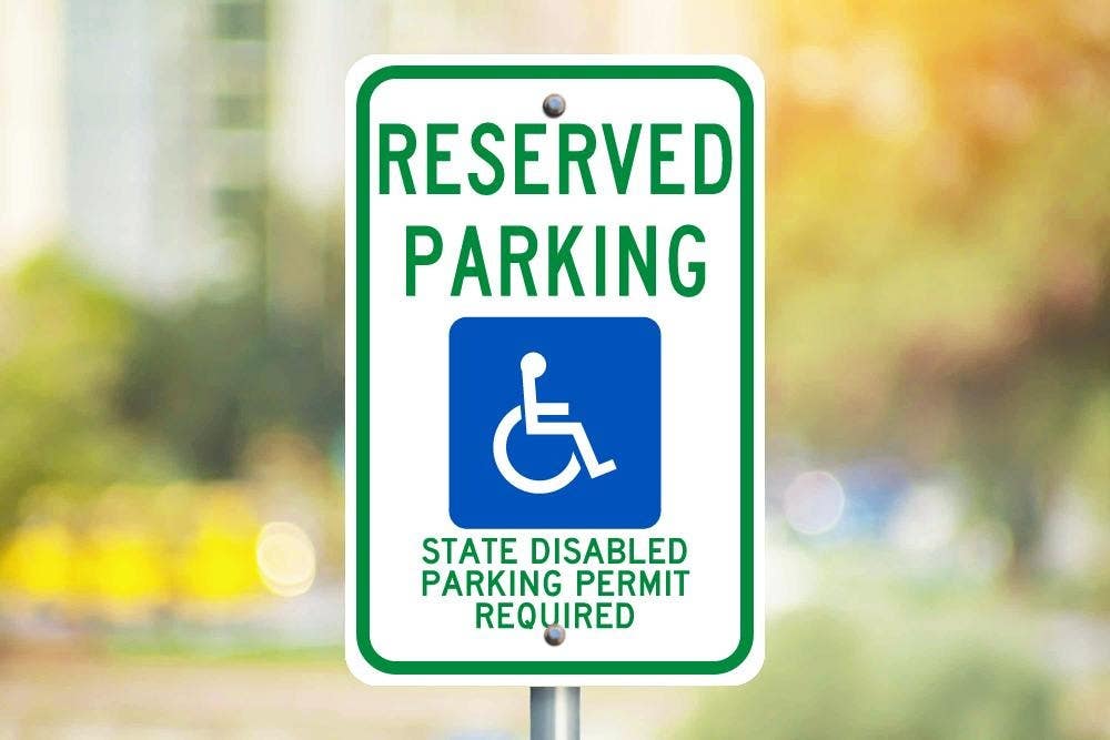AccuformNMC TMS341 Reserved Parking, State Disabled Parking Permit Required Sign, 18" x 12"