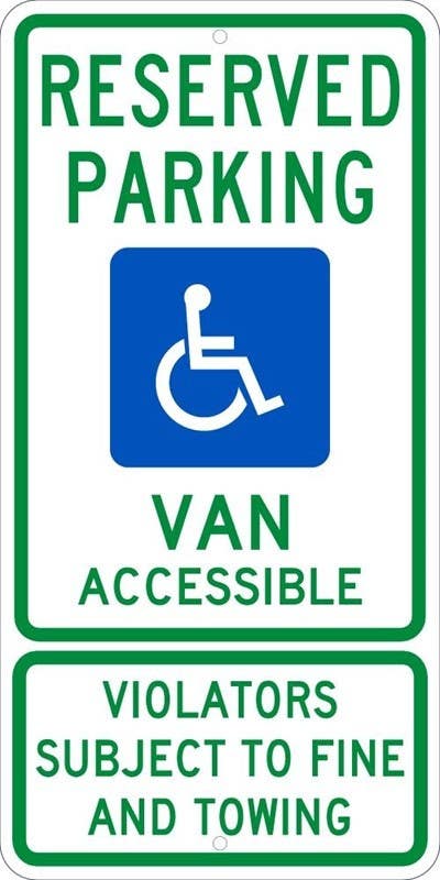 AccuformNMC TMS344 Reserved Parking Van Accessible Violators Subject To Fine Sign, 24" x 12"