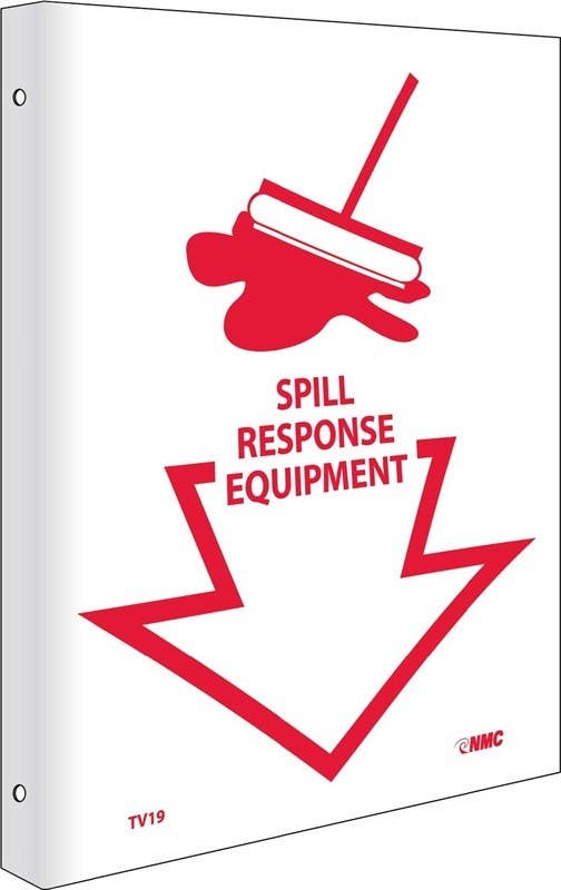 AccuformNMC TV19 2-View, Spill Response Equipment Flanged Sign, 10" x 8", Rigid Plastic