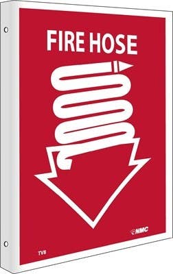 AccuformNMC TV8 2-View, Fire Hose Flanged Sign, 10" x 8", Rigid Plastic