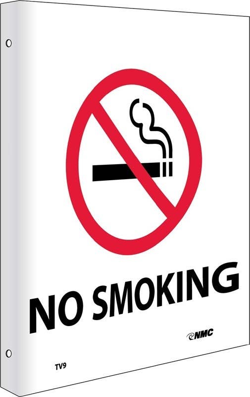 AccuformNMC TV9 2-View, No Smoking Flanged Sign, Rigid Plastic, 10" x 8"