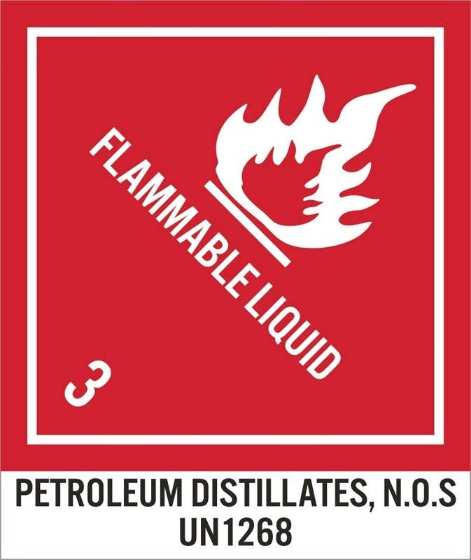 AccuformNMC UN1268AL Flammable Liquid 3, Dot Shipping Labels, PS Paper, 4.75" x 4", 500/Roll