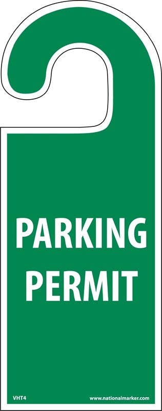 AccuformNMC VHT4 Parking Permit, Vehicle Hang Tag, Rigid Plastic, Green, 8.25" x 3.25", 5/Pk