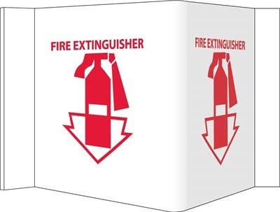 AccuformNMC VS11W 3-View, Fire Extinguisher VISI Sign, Rigid Vinyl, White, 8" x 14.5"