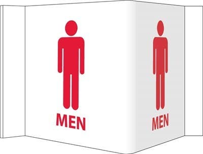 AccuformNMC VS15 3-View, Men VISI Sign, Rigid Vinyl, 8" x 14.5"