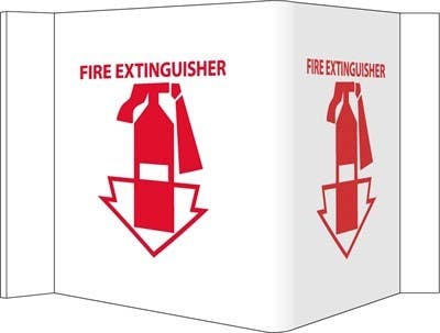 AccuformNMC VS1R 3-View, Fire Extinguisher VISI Sign, Rigid Vinyl, Red, 6" x 9"